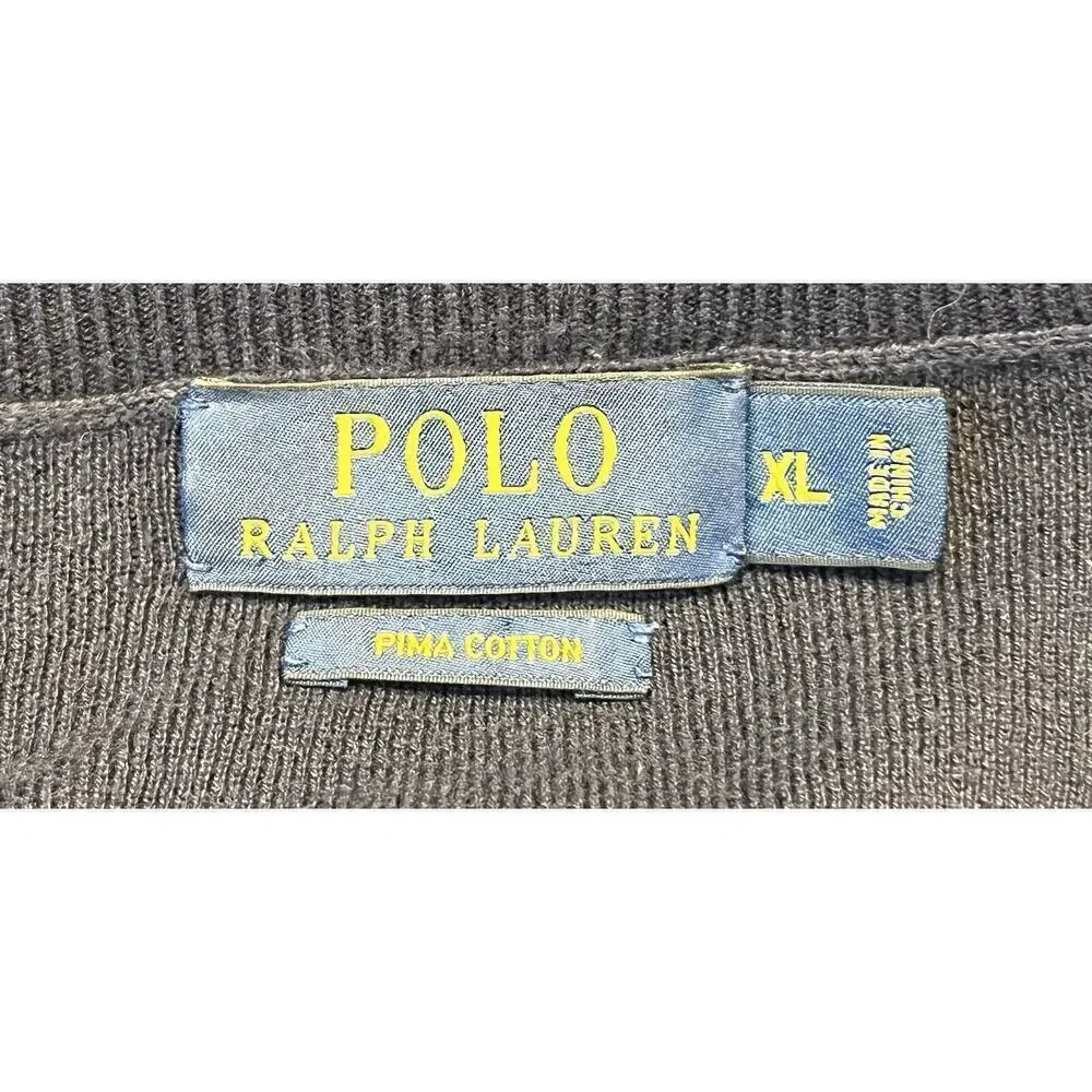 Polo Ralph Lauren Sweater Mens XL Blue Pima Cotton V Neck Preppy